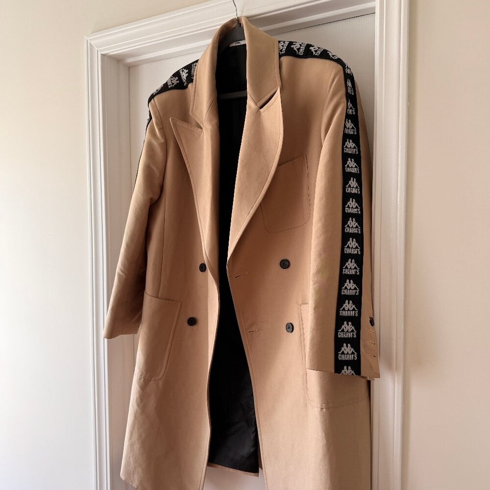Kappa x Charm's Oversized Tench Coat Size S Small Camel Beige Tan